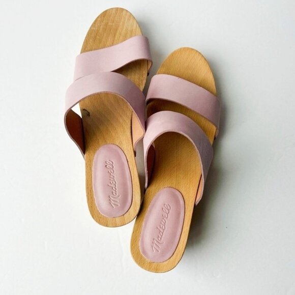 MADEWELL The Clara Clog Sandal Lavendar Leather Strap Wood Clog Sole Size 10 - Picture 6 of 13